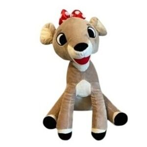 Clarice Rudolph Red Nosed‎ Reindeer Plush Stuffed Animal Bow Holiday Toy